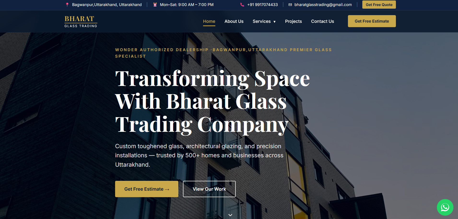 Bharat Glass Trading website design